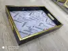 New Nordic style tray, coffee plate, marble-textured square tray, living room home small coffee table, storage plate, decorative plate details Picture
